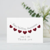 Carte De Remerciements 40e Ruby Mariage Anniversaire du coeur rouge (Debout devant)