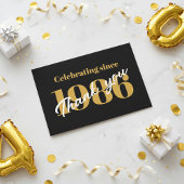 Carte De Remerciements 40th Birthday 1986 Retro Black And Gold