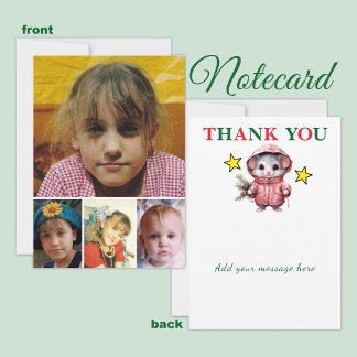 Carte De Remerciements 4 photo add message christmas mouse
