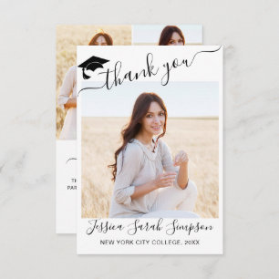 Carte De Remerciements 4 PHOTO Graduation Simple Minimum Moderne