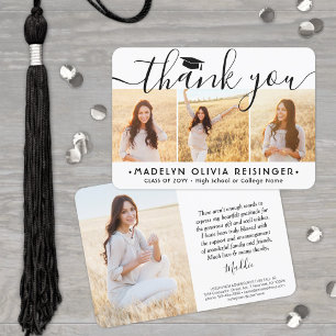 Carte De Remerciements 4 Photo Nouvelle Adresse Moderne Diplômé Script