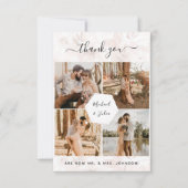 Carte De Remerciements 4 photos Collage Fleurs roses Mariage Remerciement (Devant)