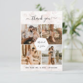 Carte De Remerciements 4 photos Collage Fleurs roses Mariage Remerciement (Debout devant)