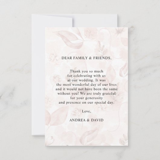 Carte De Remerciements 4 photos Collage Fleurs roses Mariage Remerciement (Dos)