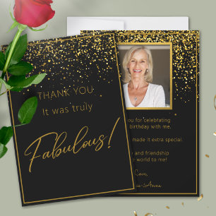 Carte De Remerciements 50 Fabuleux Anniversaire Gold Black Parties scinti