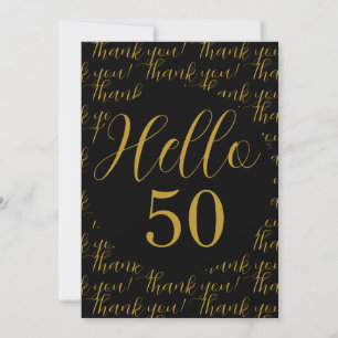 Carte De Remerciements 50e anniversaire Black Gold Anniversaire