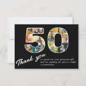 Carte De Remerciements 50e anniversaire Black Photo Collage (Devant)