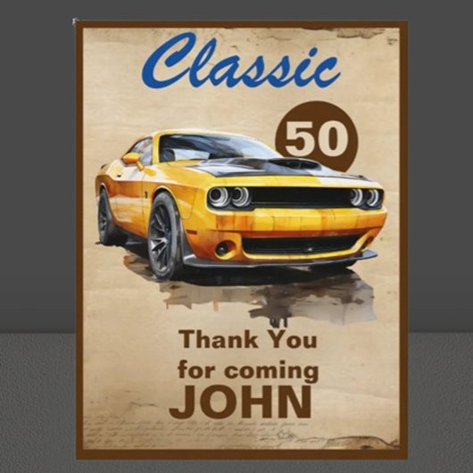 Carte De Remerciements 50e Anniversaire Classic Muscle Car