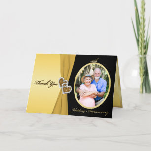 Carte De Remerciements 50e anniversaire de Joined Hearts Thank You Card