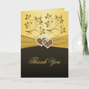 Carte De Remerciements 50e anniversaire de Joined Hearts Thank You Card