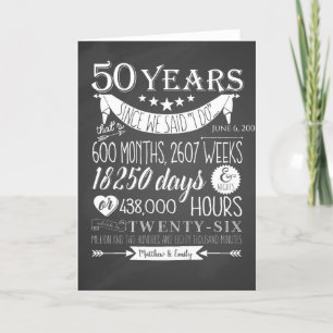 Carte De Remerciements 50e anniversaire de mariage, tableau noir, 50 ans