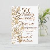 Carte De Remerciements 50e anniversaire du Mariage Floral (Debout devant)