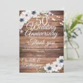 Carte De Remerciements 50e anniversaire du Mariage Floral rustique (Debout devant)