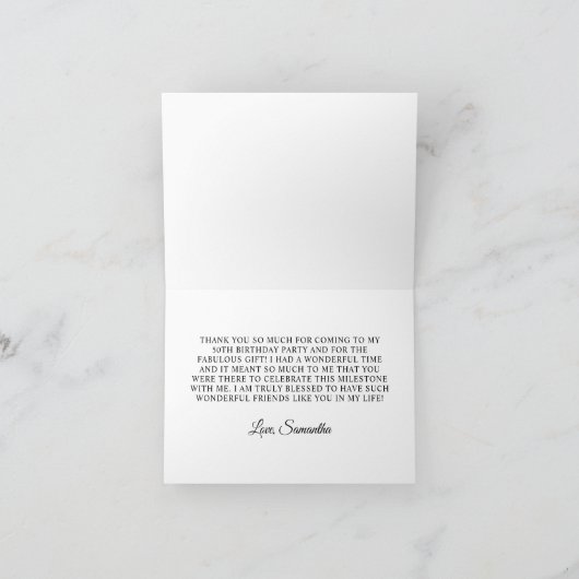 Carte De Remerciements 50e anniversaire Elegant Script (Intérieur)