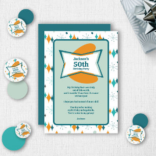 Carte De Remerciements 50e anniversaire fête Retro Mid Century N'importe 