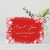 Carte De Remerciements 50e Anniversaire Wonderland Snowflake Red (Debout devant)