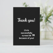 Carte De Remerciements 50e fête d'anniversaire Noir Blanc (Debout devant)