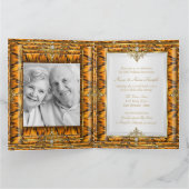 Carte De Remerciements 50e Wedding Anniversary Gold Bamboo White Pearl (Intérieur)