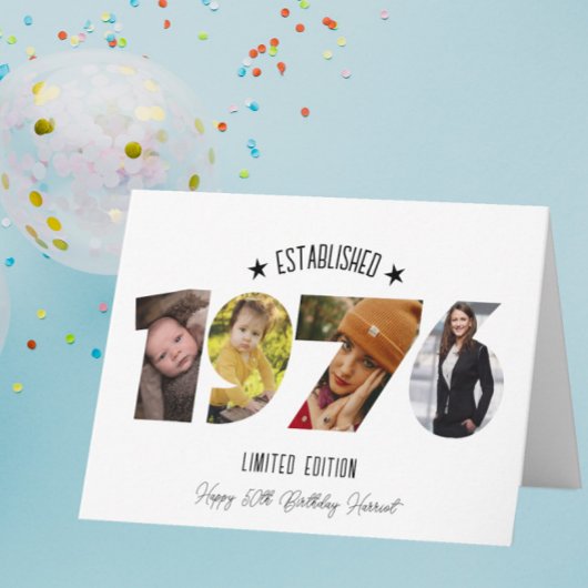 Carte De Remerciements 50th birthday Photo Collage established 1976