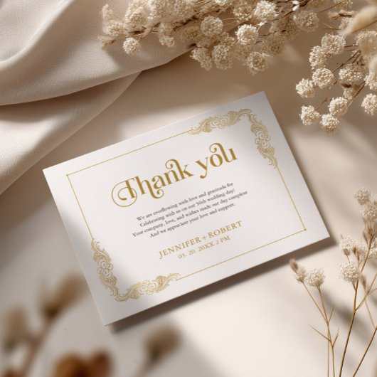 Carte De Remerciements 50th Wedding Anniversary Gold Typography