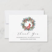 Carte De Remerciements 55th Birthday Red Cardinal Wreath Custom Flat (Devant)
