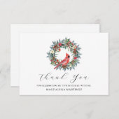 Carte De Remerciements 55th Birthday Red Cardinal Wreath Custom Flat (Devant / Derrière)
