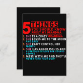 Carte De Remerciements 5 choses que vous devriez savoir sur ma grand-mère (Devant / Derrière)