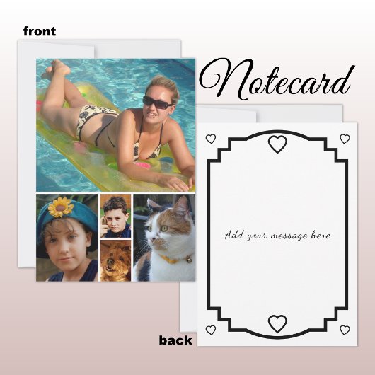 Carte De Remerciements 5 photo add message black text flat note card