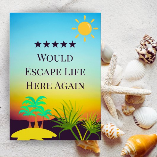 Carte De Remerciements 5 Star Rental Host Review Editable Guest Sunset