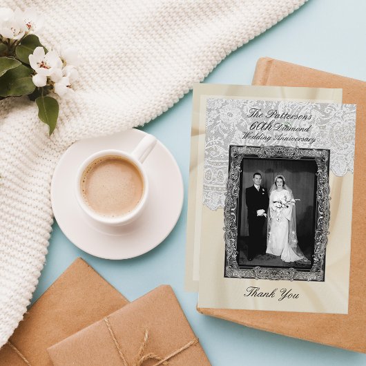 Carte De Remerciements 60e anniversaire du Mariage Diamond