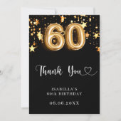 Carte De Remerciements 60e anniversaire étoiles d'or noir (Devant)