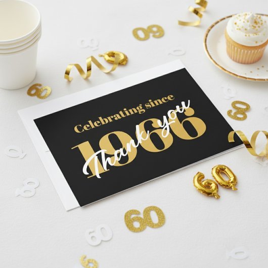 Carte De Remerciements 60th Birthday 1966 Retro Black And Gold