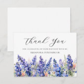 Carte De Remerciements 65e anniversaire bleu juillet Fleur de naissance p (Devant / Derrière)