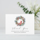 Carte De Remerciements 65th Birthday Red Cardinal Wreath Custom Flat (Debout devant)