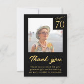 Carte De Remerciements 70e anniversaire Black Gold Turning 70 (Devant)