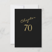 Carte De Remerciements 70e anniversaire Black Gold Turning 70 (Dos)