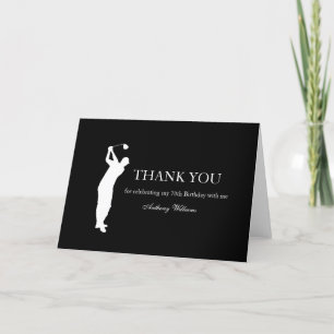 Carte De Remerciements 70e Anniversaire Partie Golfer Black Par Seventiet