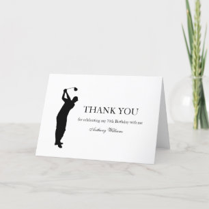 Carte De Remerciements 70e Anniversaire Partie Golfer Black Par Seventiet