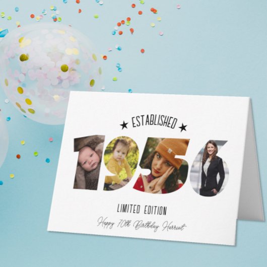 Carte De Remerciements 70th birthday Photo Collage established 1956