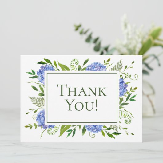 Carte De Remerciements 80e anniversaire Blue Hydrangeas (Debout devant)