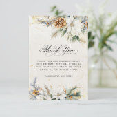 Carte De Remerciements 80e anniversaire Hiver Blanc Floral vert (Debout devant)