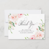 Carte De Remerciements 80e anniversaire Peony rose Plat floral (Devant)
