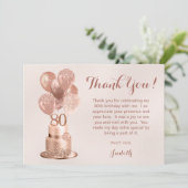 Carte De Remerciements 80e anniversaire Rose Gold Cake (Debout devant)