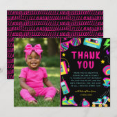 Carte De Remerciements 80s Filles à thème Anniversaire Photo (Devant / Derrière)