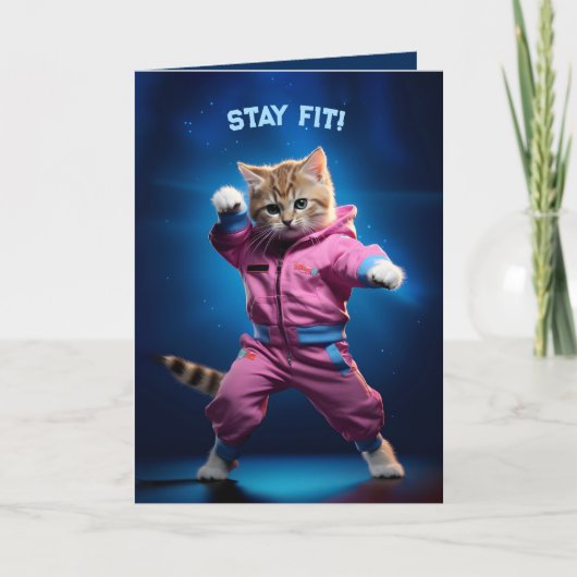 Carte De Remerciements 80s Gym Kitten (Devant)