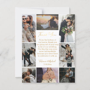 Carte De Remerciements 8 photos design collage moderne chic or mariage