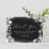 Carte De Remerciements 90e Anniversaire Flocon de neige de Noël en Hiver (Debout devant)