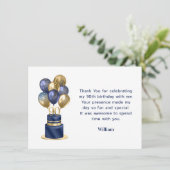 Carte De Remerciements 90e anniversaire Marine Blue Balloon Cake (Debout devant)