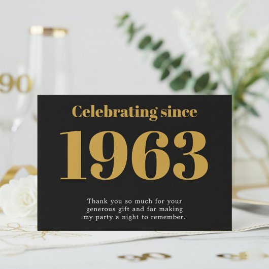 Carte De Remerciements 90th Birthday 1936 Retro Black And Gold