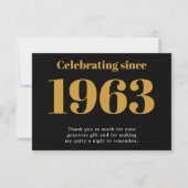 Carte De Remerciements 90th Birthday 1936 Retro Black And Gold (Devant)